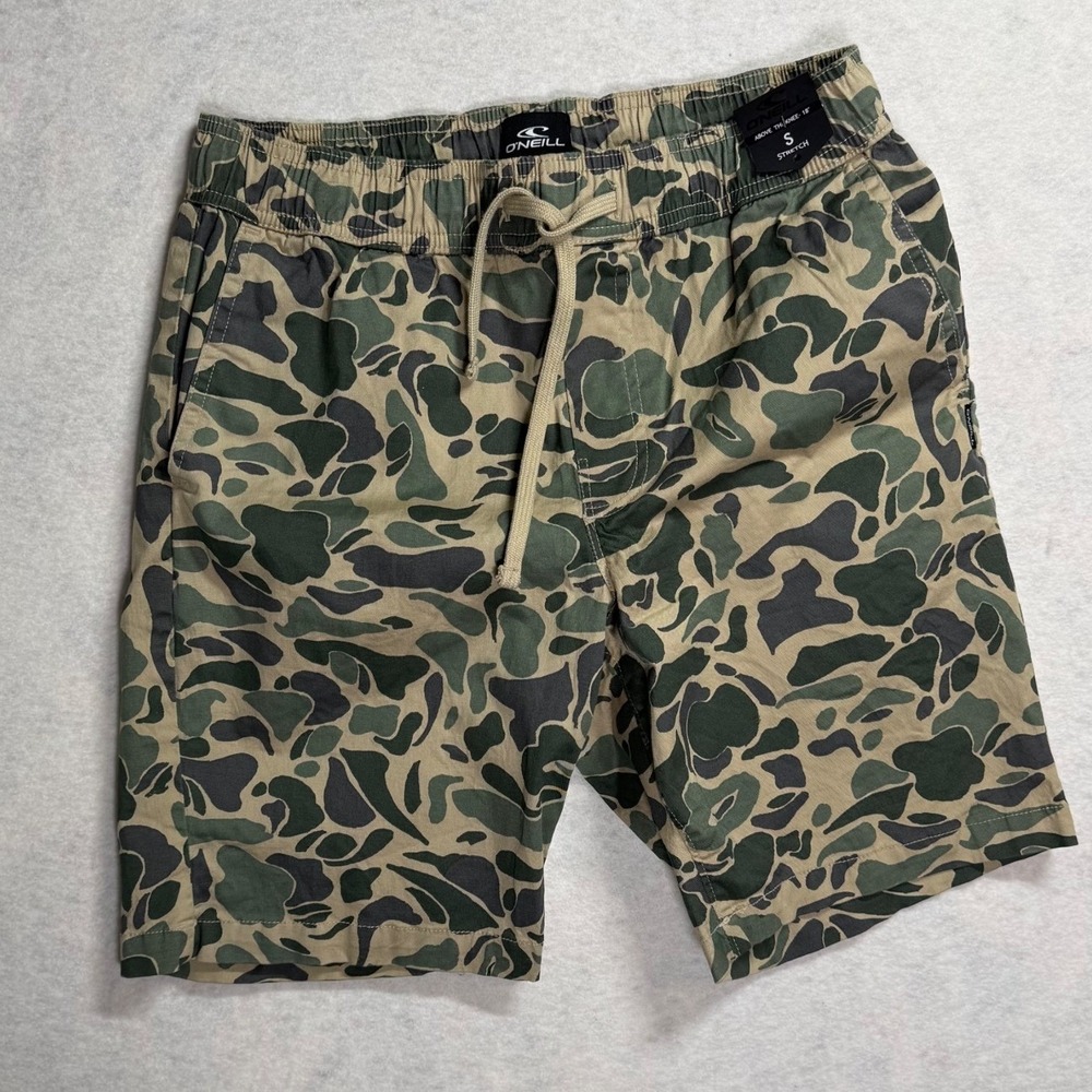 O'Neill Shorts Mens Small Green Camo New Stretch Above The Knee 18" 009B1071-SF